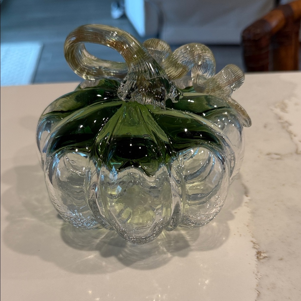 Elegant Green Glass Pumpkin Decor - Picture 3 of 5